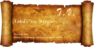 Takács Vince névjegykártya